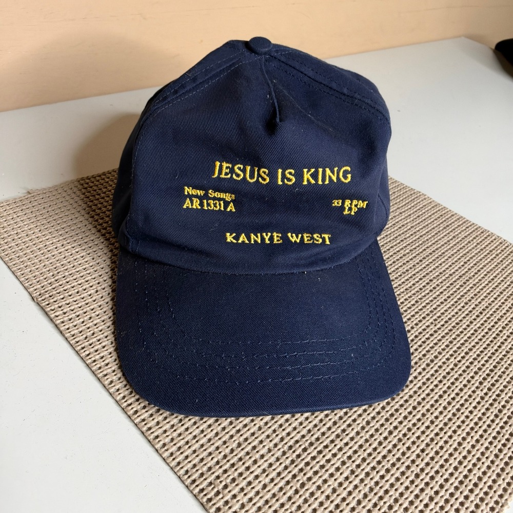 Kanye West Jesus Is King Navy Blue Embroidered Snapback Hat Made in USA
